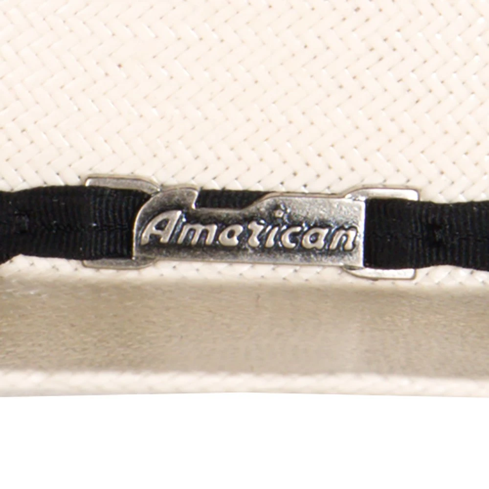 American Hats Fancy Vent Ivory Black 4-1/4in. Brim Round Oval Straw Cowboy Hat - Image 4
