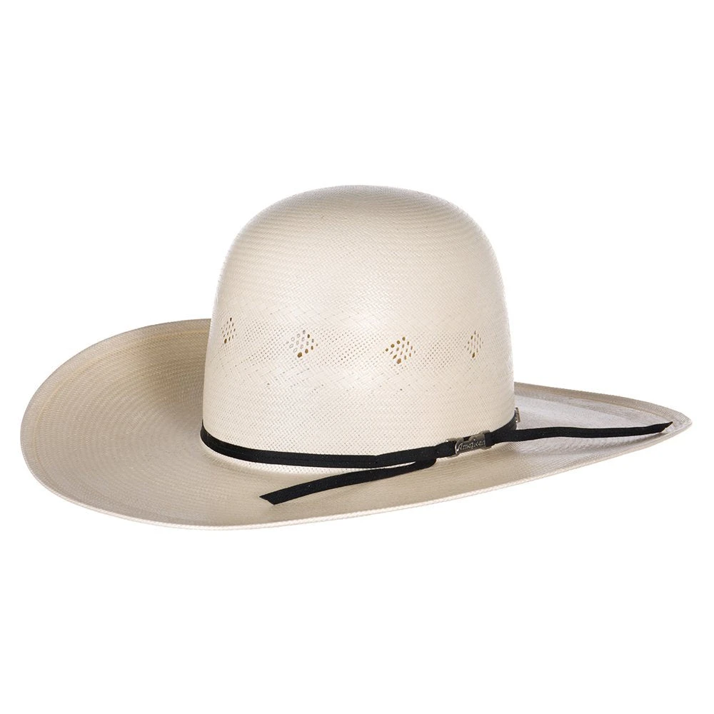 American Hats Fancy Vent Ivory Black 4-1/4in. Brim Round Oval Straw Cowboy Hat - Image 5