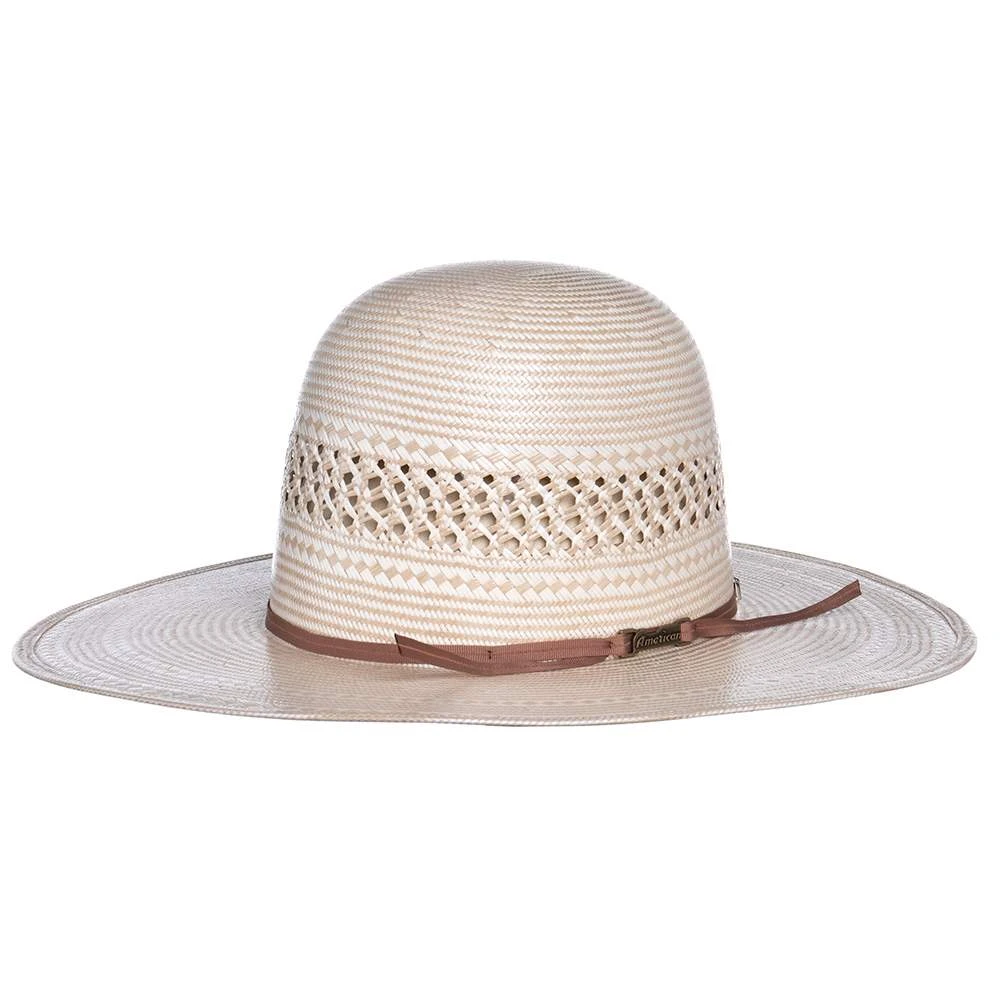 American Hats Ivory And Tan 7700 4in. Brim Open Straw Cowboy Hat - Image 2