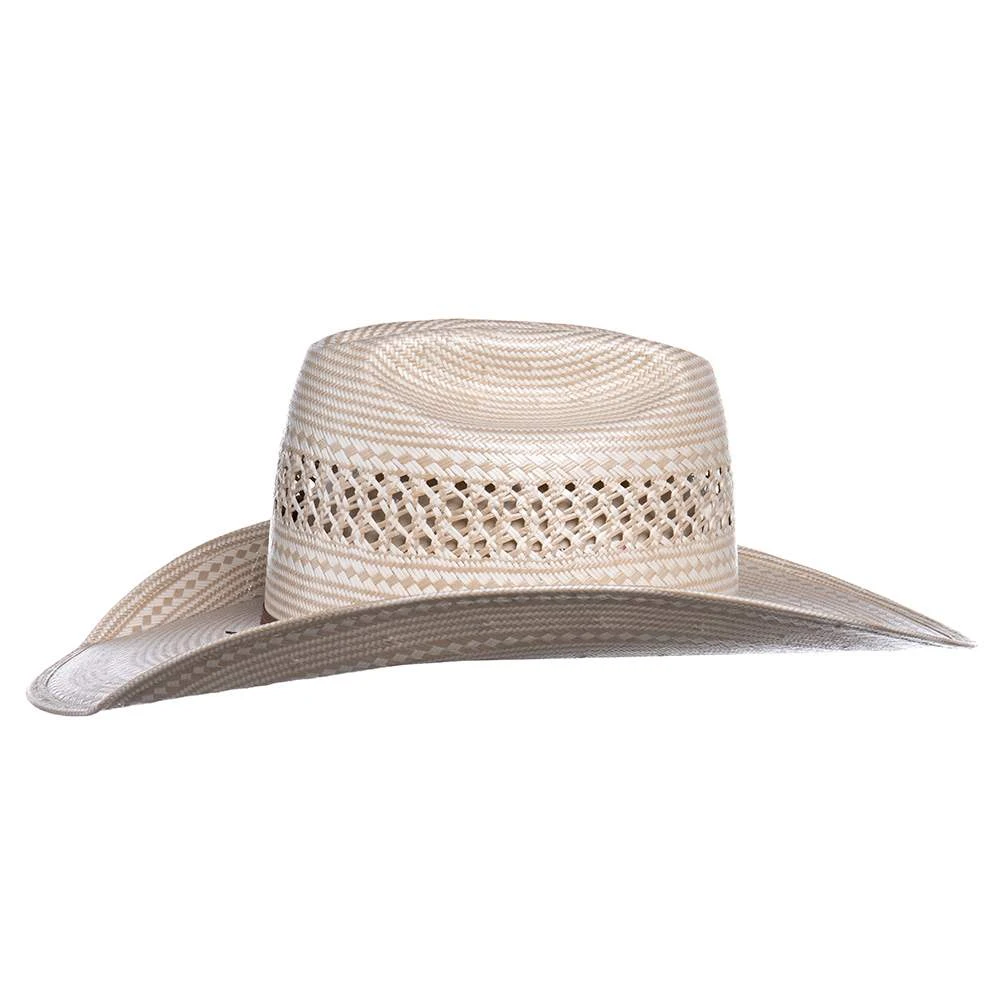 American Hats Ivory And Tan 7700 4in. Brim Open Straw Cowboy Hat - Image 3