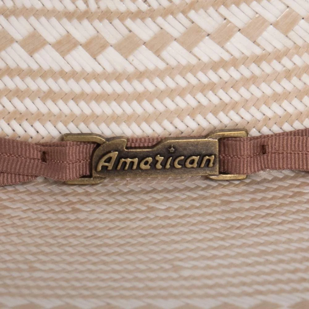 American Hats Ivory And Tan 7700 4in. Brim Open Straw Cowboy Hat - Image 4