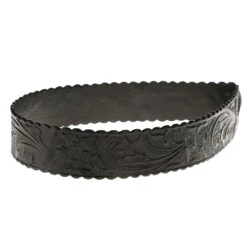 Austin Accent 1-1/2in. Black Floral Leather W/Tie Hat Band