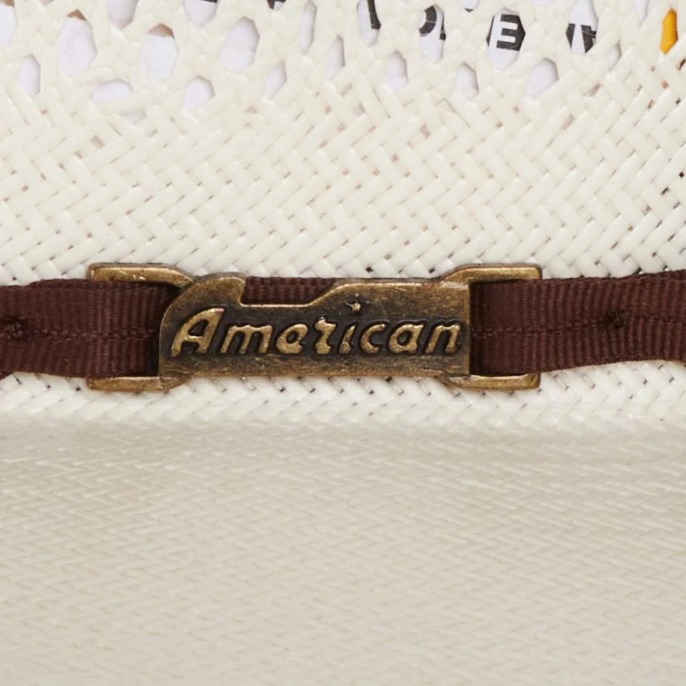 American Hats AHC 8300 Fancy Vent Ivory 4 1/4in. Brim Round Oval Open Crown Cowboy Hat - Image 2