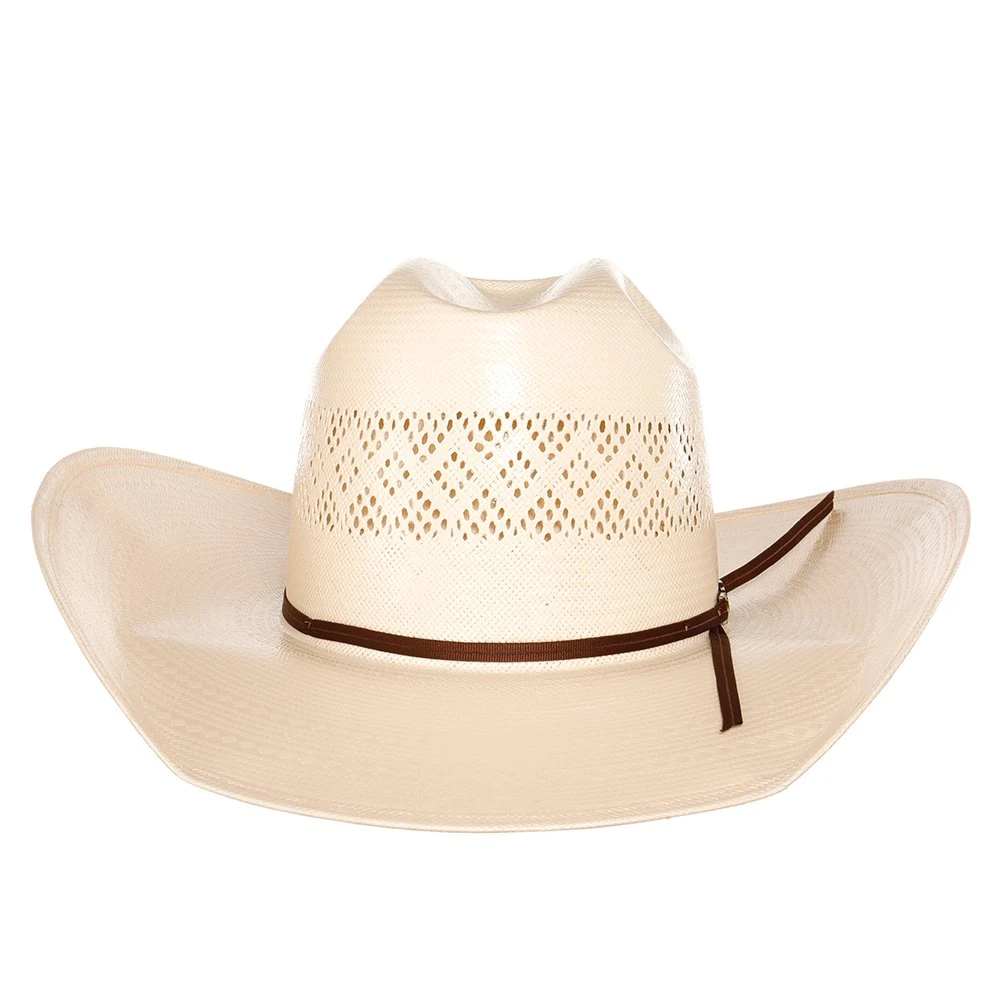 American Hats Fancy Vent Ivory 4 1/4in. Brim Chocolate Cord Straw Hat - Image 2