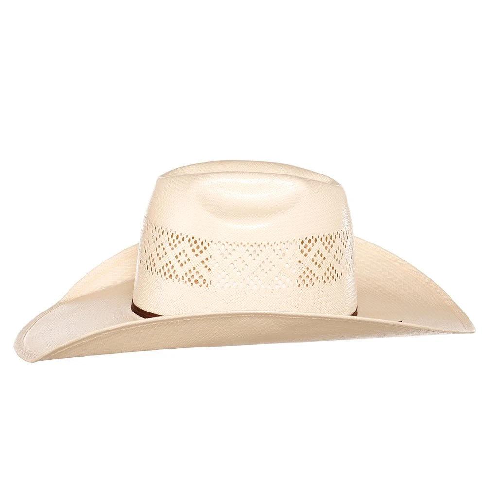 American Hats Fancy Vent Ivory 4 1/4in. Brim Chocolate Cord Straw Hat - Image 3