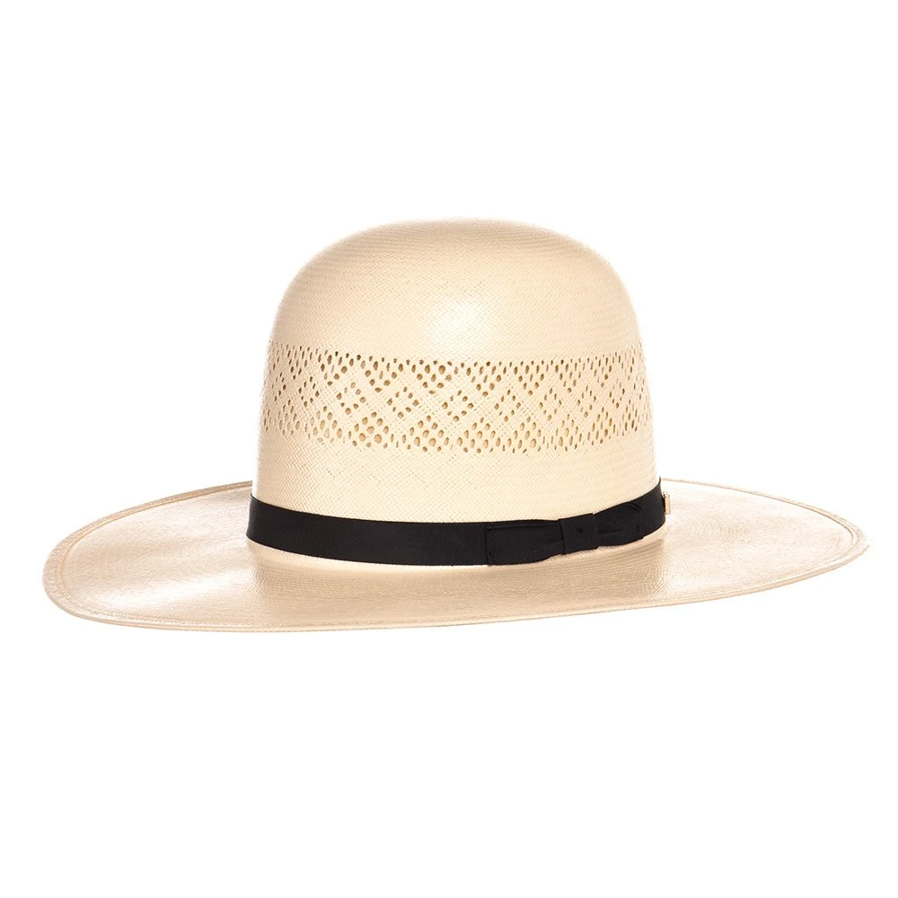 American Hats Fancy Vent Diamond Weave 9 Line Black Band 3 3/4in. Brim Straw Fashion Hat - Image 2