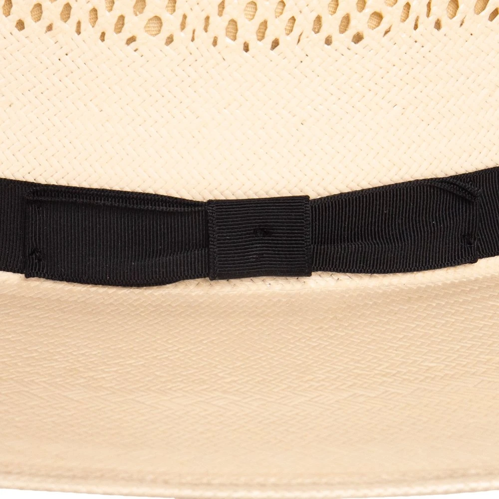 American Hats Fancy Vent Diamond Weave 9 Line Black Band 3 3/4in. Brim Straw Fashion Hat - Image 5