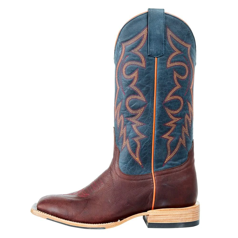 Horsepower Boots Men's Horsepower Top Hand Mahogany Antique Goat 13in. Navy Top Boot - Image 4