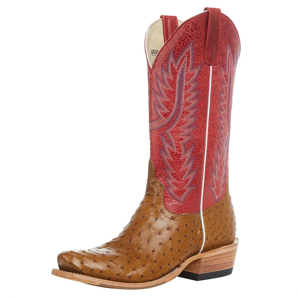 Horsepower Boots Men's TH Antique Saddle Full Quill Ostrich 13in. Red Sinsation Top Boot - Image 2
