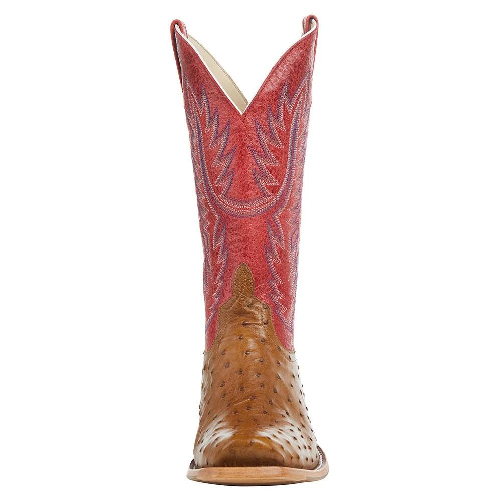 Horsepower Boots Men's TH Antique Saddle Full Quill Ostrich 13in. Red Sinsation Top Boot - Image 3