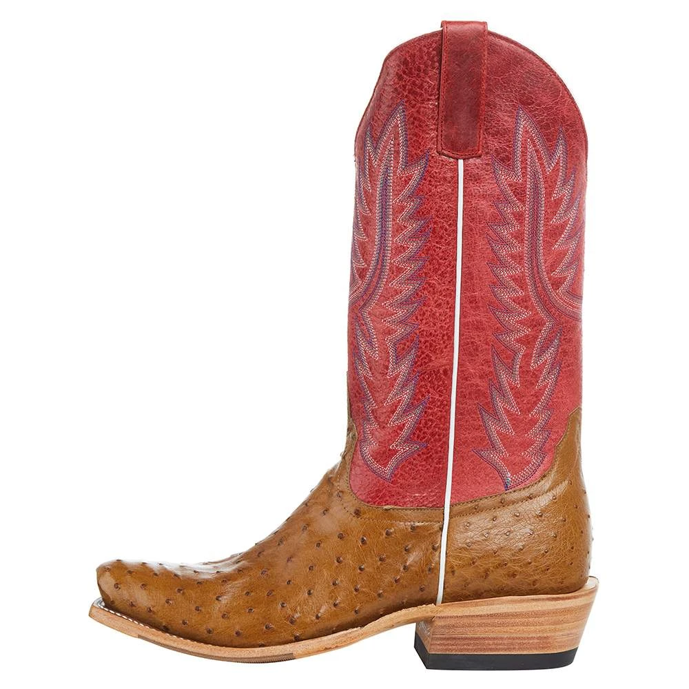 Horsepower Boots Men's TH Antique Saddle Full Quill Ostrich 13in. Red Sinsation Top Boot - Image 4