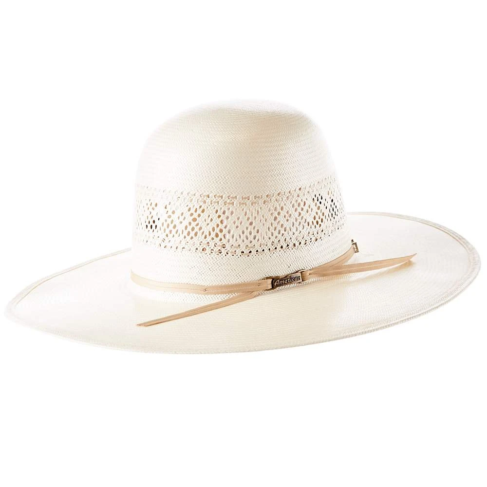 American Hats AHC JC4200 2 Cord Champagne Band 4 1/4in. Brim Open Crown Straw Cowboy Hat - Image 2