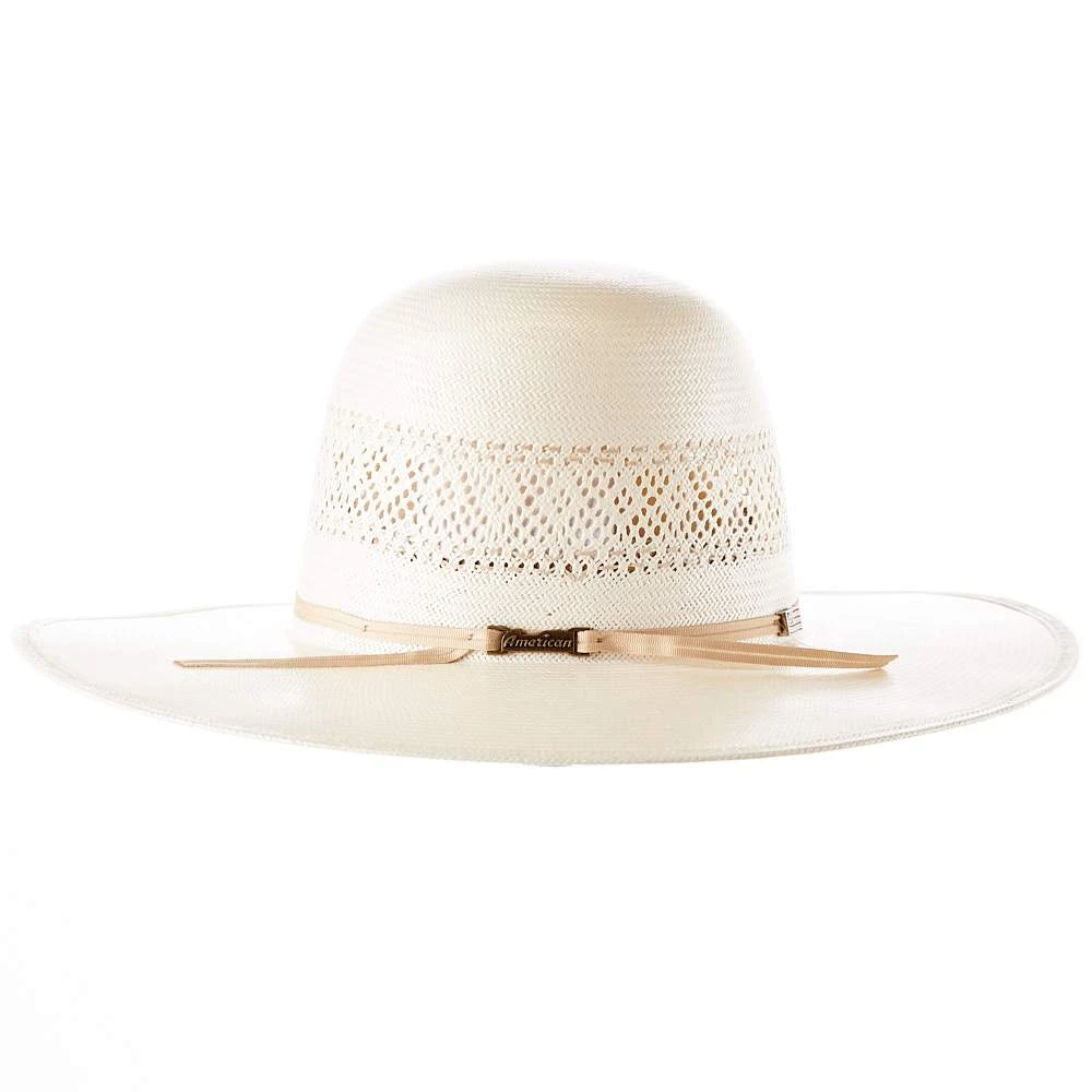 American Hats AHC JC4200 2 Cord Champagne Band 4 1/4in. Brim Open Crown Straw Cowboy Hat - Image 3