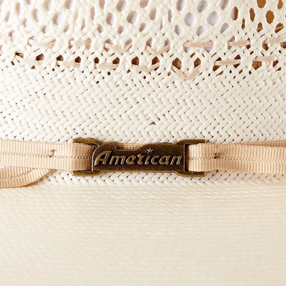 American Hats AHC JC4200 2 Cord Champagne Band 4 1/4in. Brim Open Crown Straw Cowboy Hat - Image 4