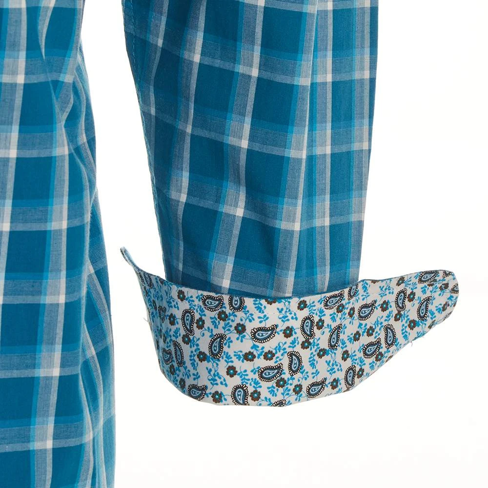 Wrangler Men's George Strait Blue Plaid Long Sleeve Shirt - Image 4