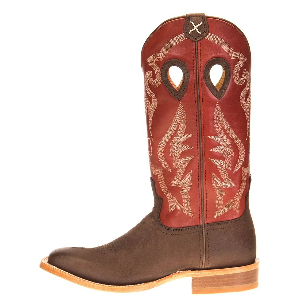 Twisted X Men's Twisted X Ruff Stock Smokey Chocolate 14in. Maroon Top Cowboy Boot - Image 3