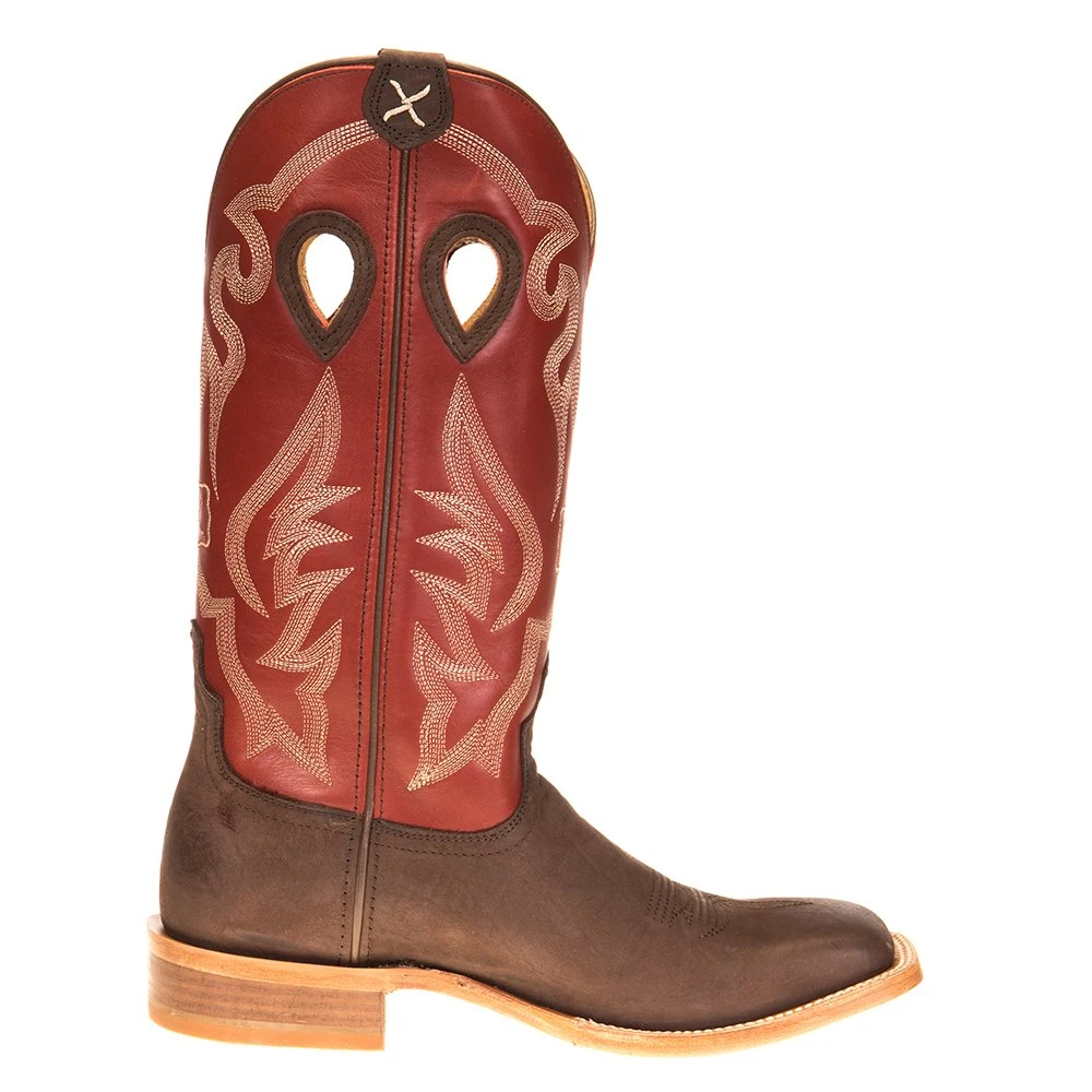 Twisted X Men's Twisted X Ruff Stock Smokey Chocolate 14in. Maroon Top Cowboy Boot - Image 5