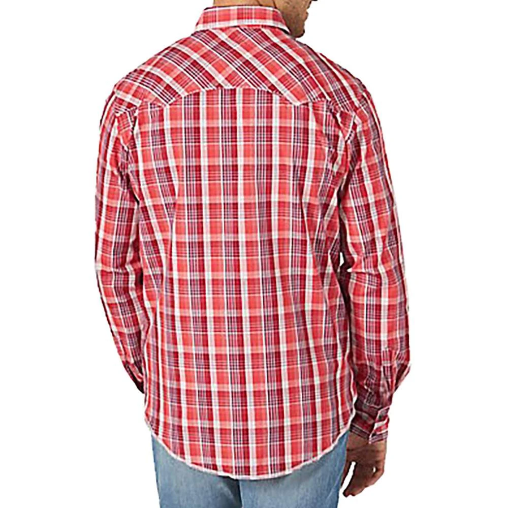 Wrangler Men's Long Sleeve Red Plaid Snap Shirt - Image 3