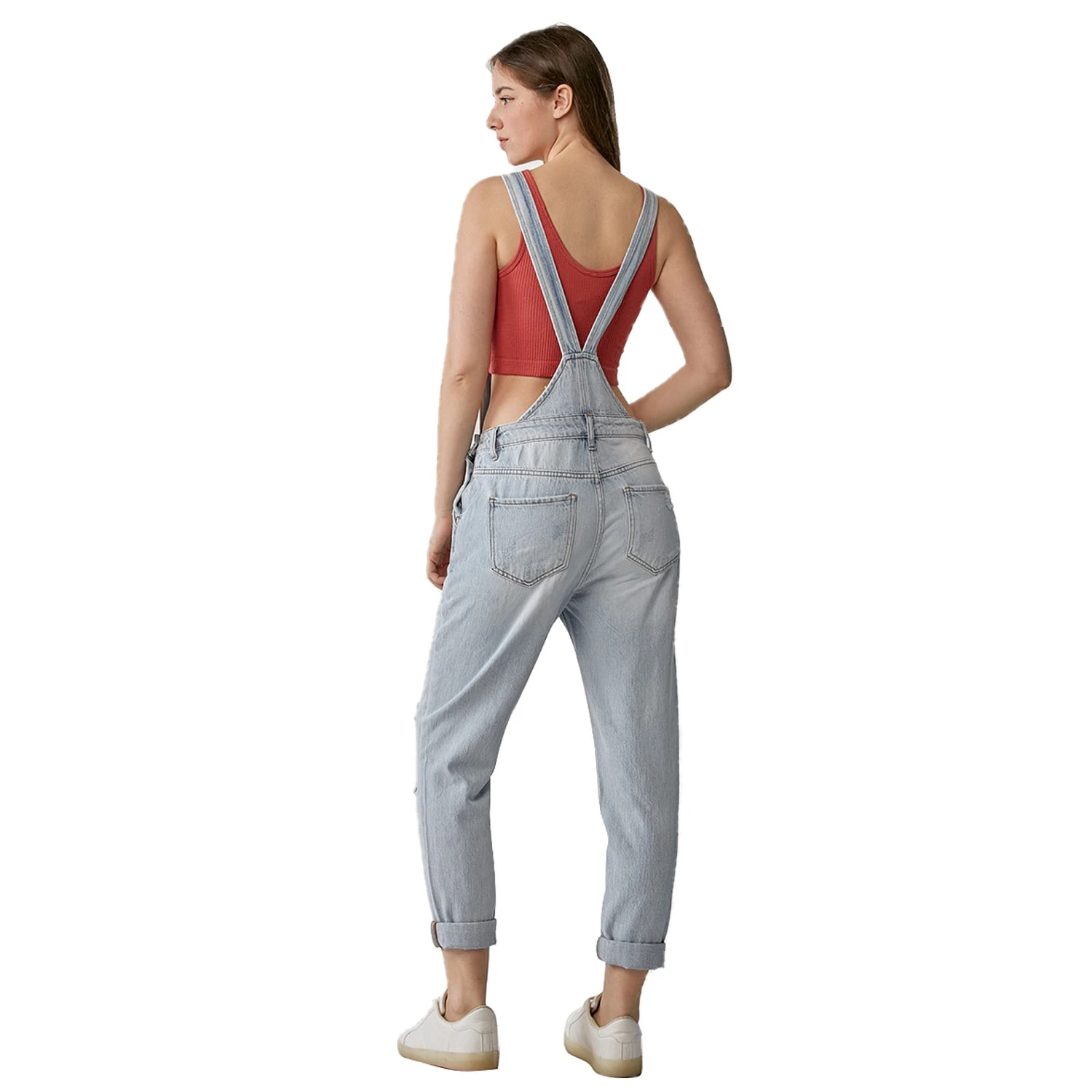 Risen Jeans Women's Distressed Relaxed Fit Overalls - Image 3