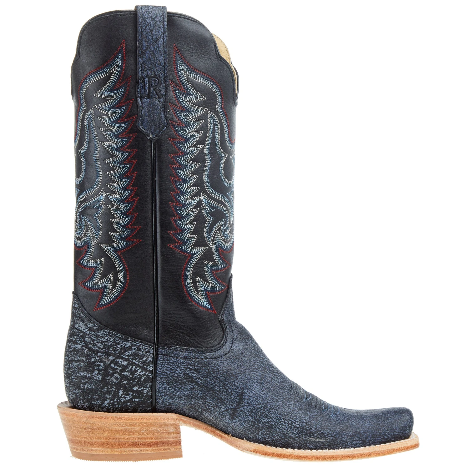 R Watson Boots Men`s Blue Cape Buffalo 13in Midnight Blue Sinatra Cowhide Top Boot - Image 5