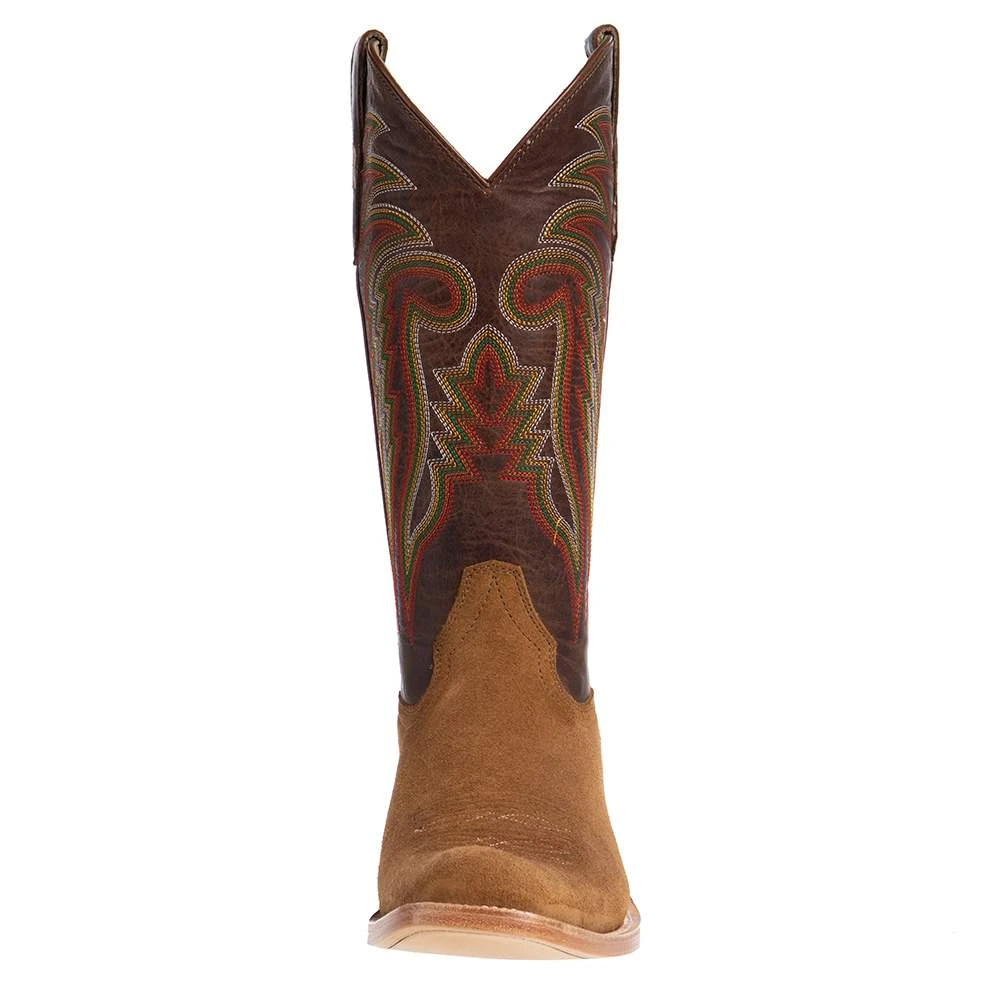 R Watson Boots Men's Tan Roughout 13in. Arizona Tan Cowhide Top Cutter Toe Cowboy Boots - Image 2