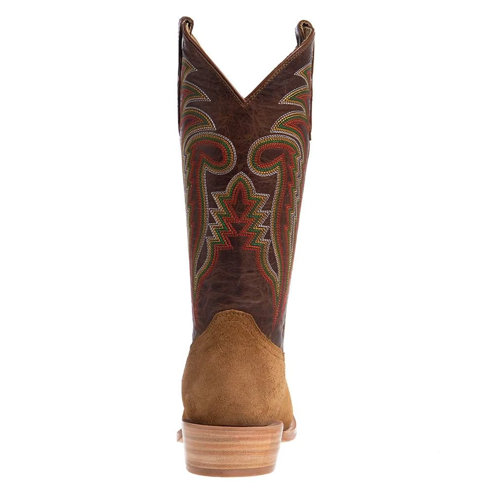 R Watson Boots Men's Tan Roughout 13in. Arizona Tan Cowhide Top Cutter Toe Cowboy Boots - Image 4